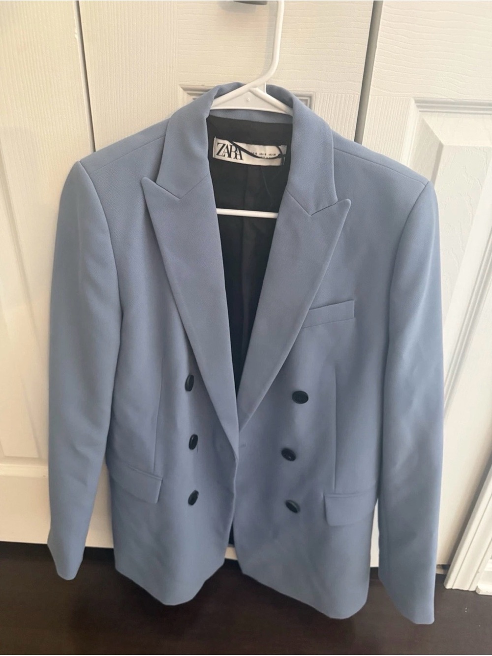 ZARA Powder Blue Double-Breasted Blazer & Pant Suit Set